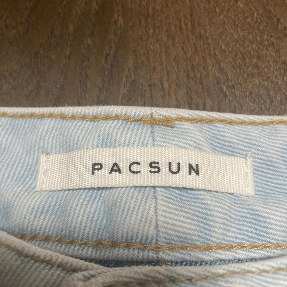 Pacsun Mom Jeans Size 24 Patchwork Denim High Rise 90s Pockets 100% Cotton Blue - Picture 5 of 7